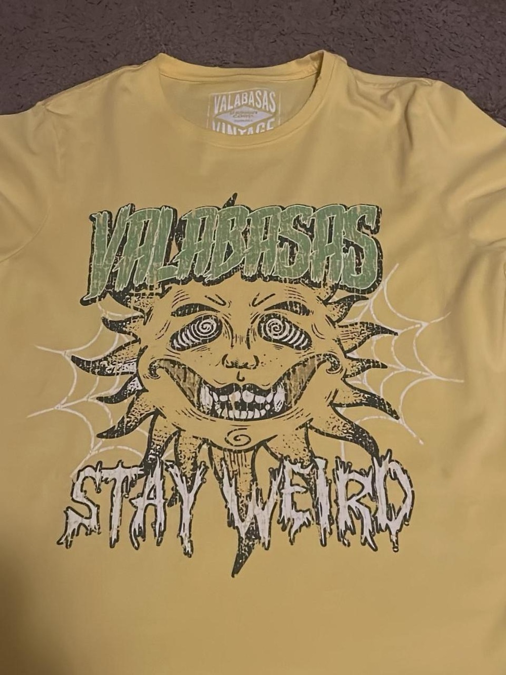 Valabasas Vintage 'Stay Weird' Short Sleeve Tee - Yellow